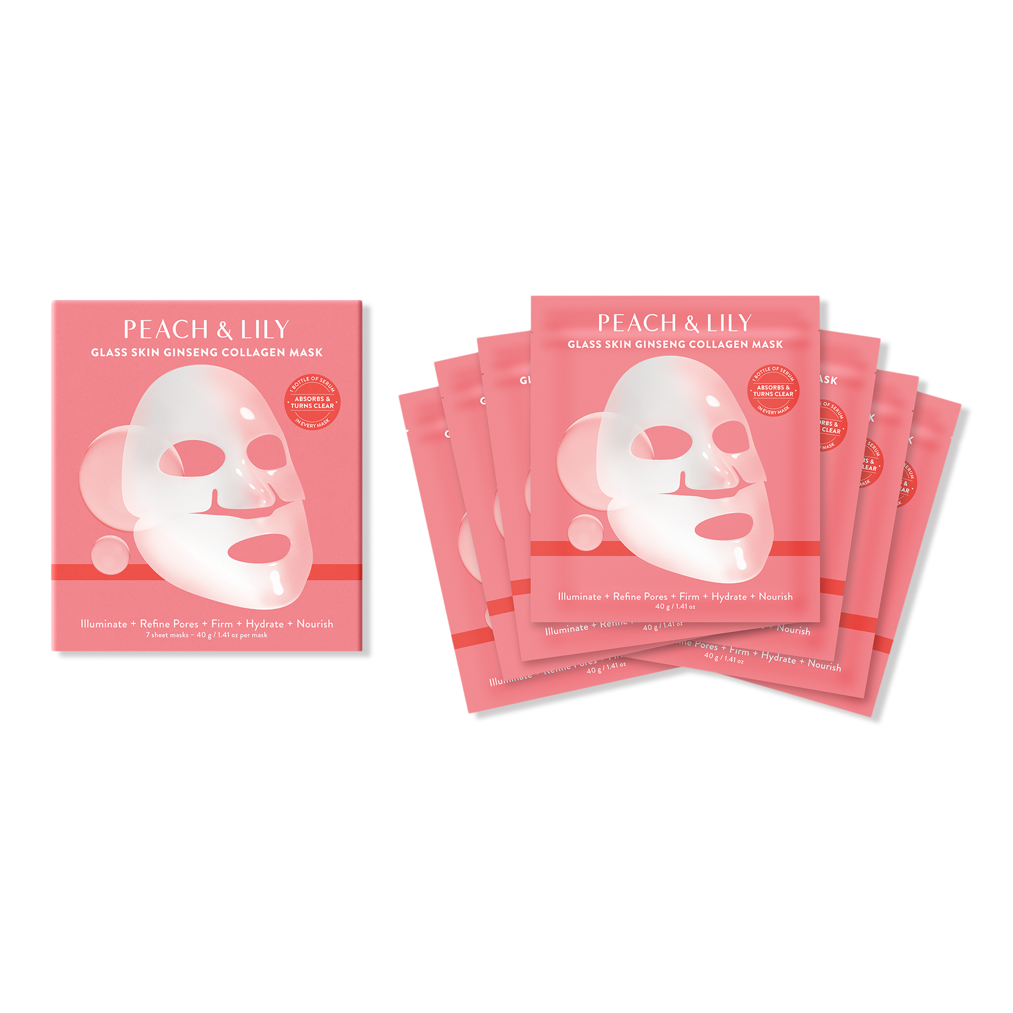 Glass Skin Ginseng Collagen Mask - 7 ct