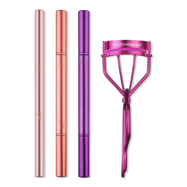 Set de Brocha de Maquillaje y Rizador de Pestañas Double Time