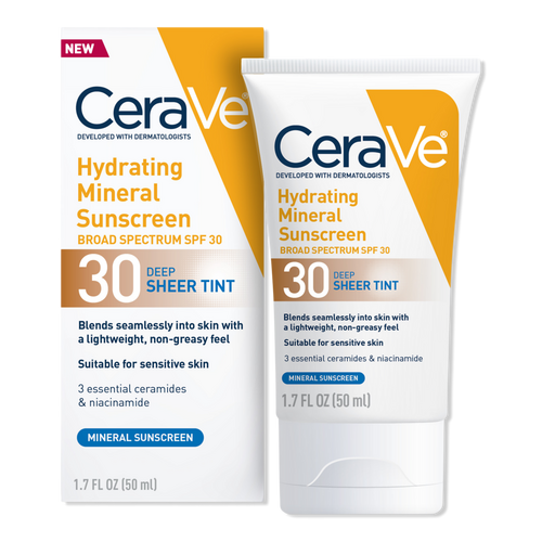 Hydrating Mineral Sunscreen Face Lotion with Sheer Tint SPF 30 - Deep