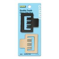 Square Double Teeth Claw Clip for Medium Hair