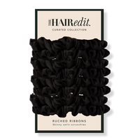 Ruched Ribbons Skinny Satin Scrunchies Set