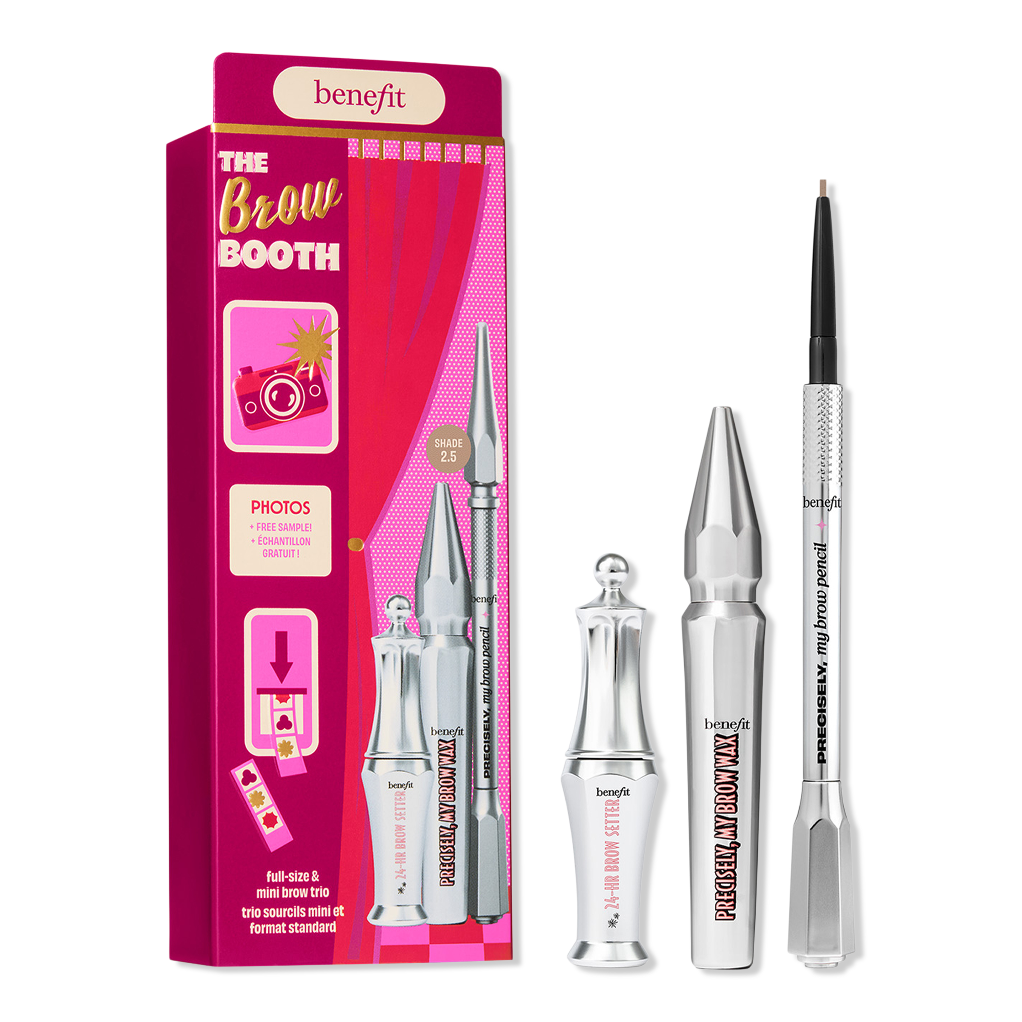 Benefit Cosmetics The Brow Booth Full-Size & Mini Brow Trio INTERNATIONAL SHIPPING
