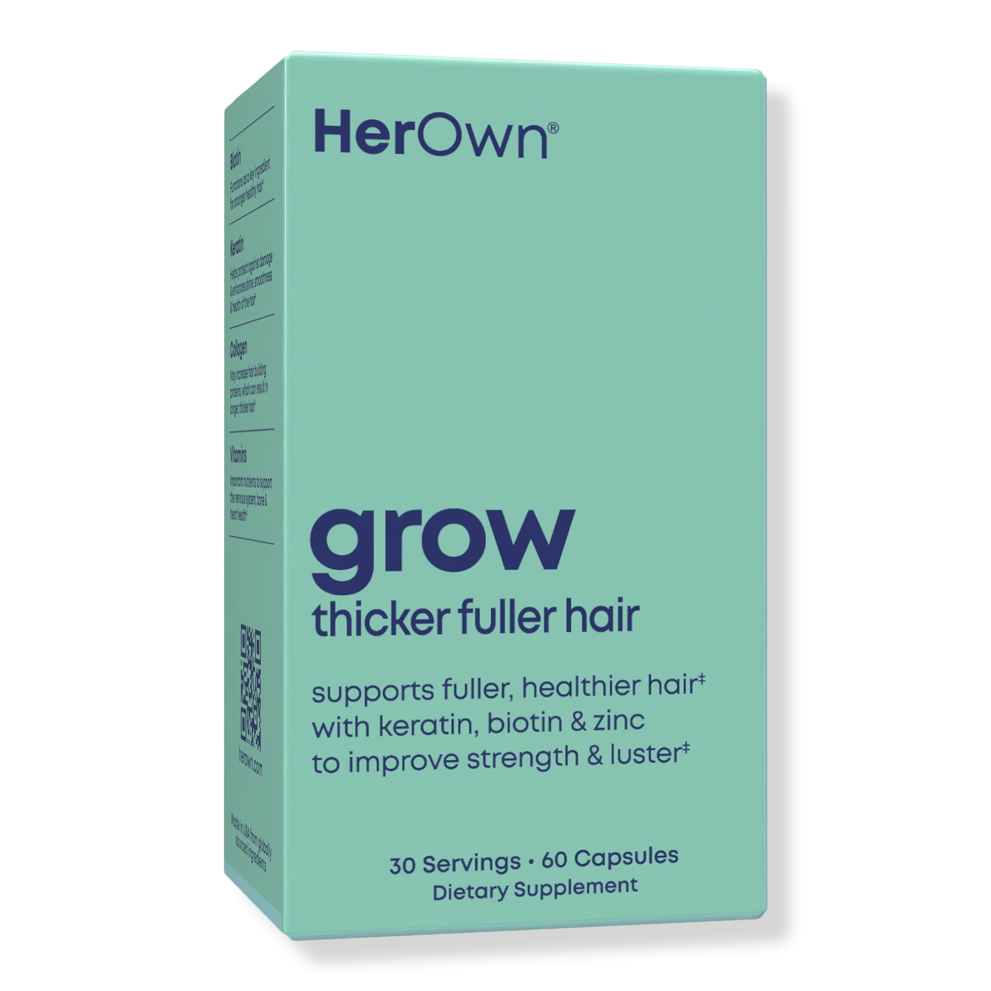 Her Own Grow Capsules: Supports Fuller, Healthier Hair with Keratin, Biotin and Zinc