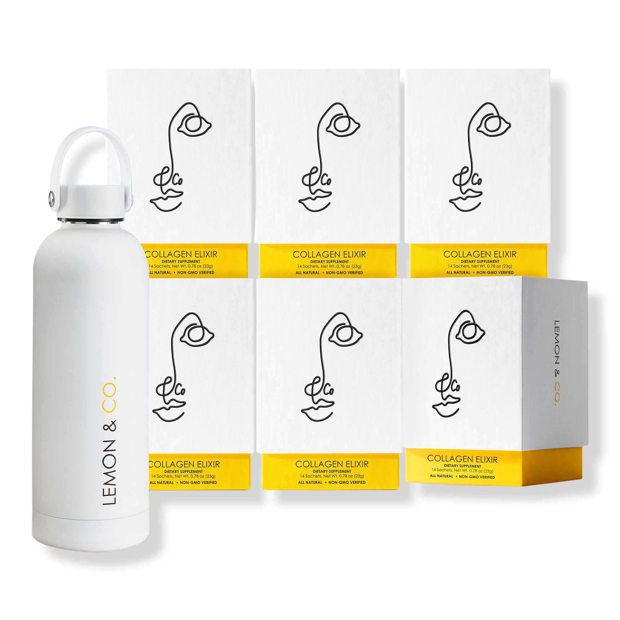 Lemon and Co. Collagen Liquid Collagen Drink Mix | Daily Elixir with Marine Collagen & Vitamin C, 12-Week Bundle