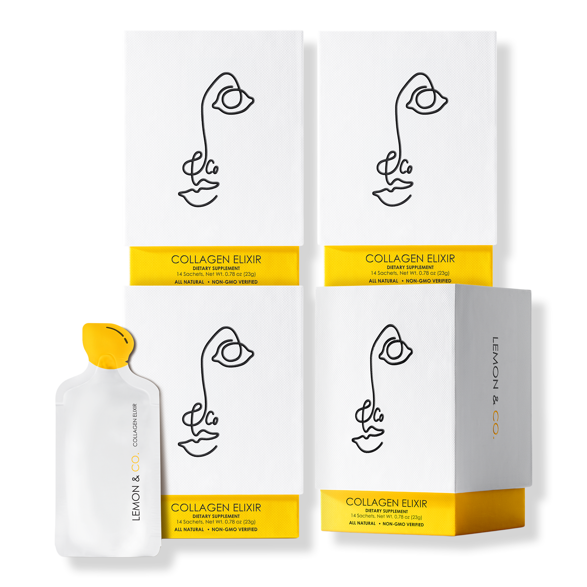 Lemon and Co. Collagen Liquid Collagen Drink Mix | Daily Elixir with Marine Collagen & Vitamin C, 8-Week Bundle