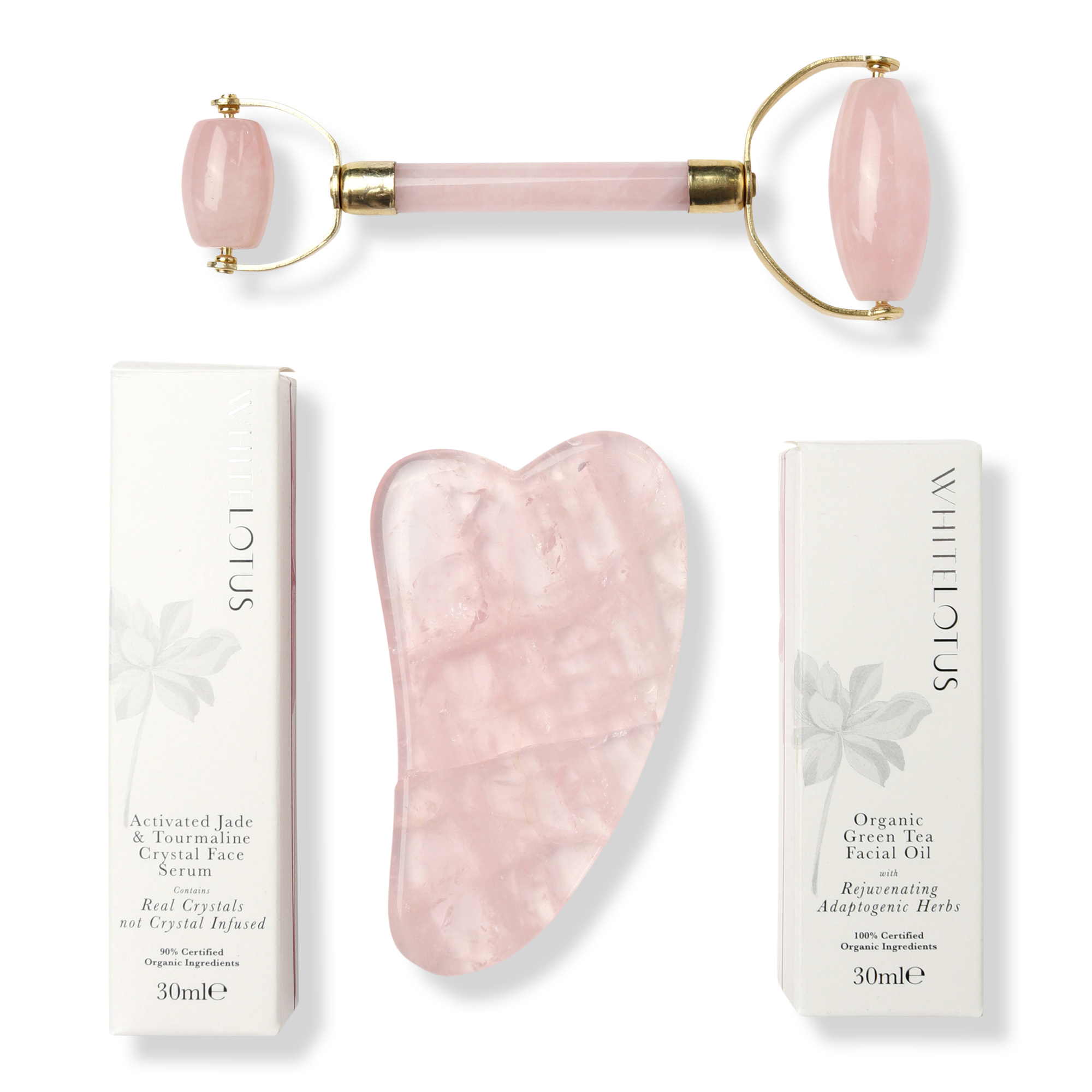 White Lotus Beauty Genuine Rose Quartz Crystal Facial Set