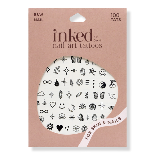 B&W Nail Art Temporary Tattoo Pack