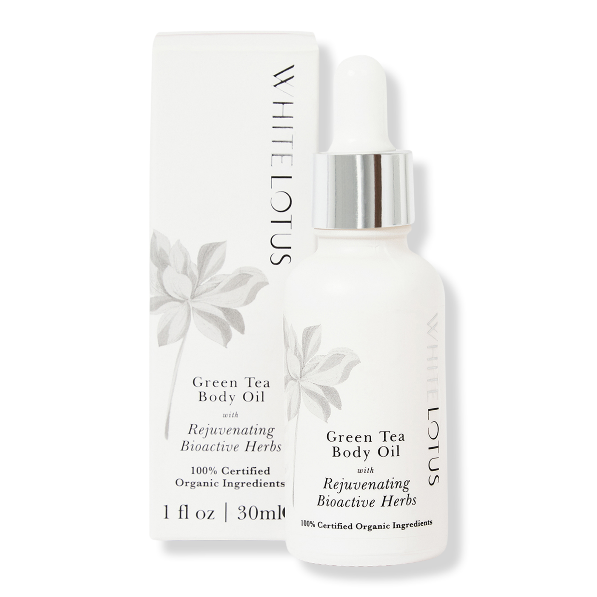 White Lotus Beauty Green Tea Body Oil With Rejuvenating Bioactive Herbs