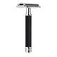 Black/Chrome Traditional Chrome Safety Razor - Closed Comb 
