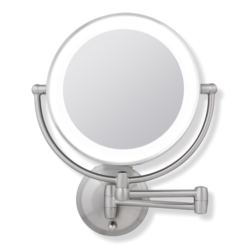 Zadro - Satin Nickel LED Lighted Makeup Mirror with 8X/1X