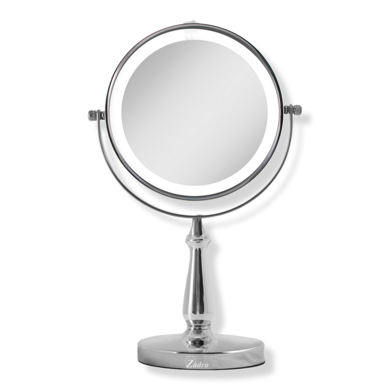 Zadro - Satin Nickel LED Lighted Makeup Mirror with 8X/1X
