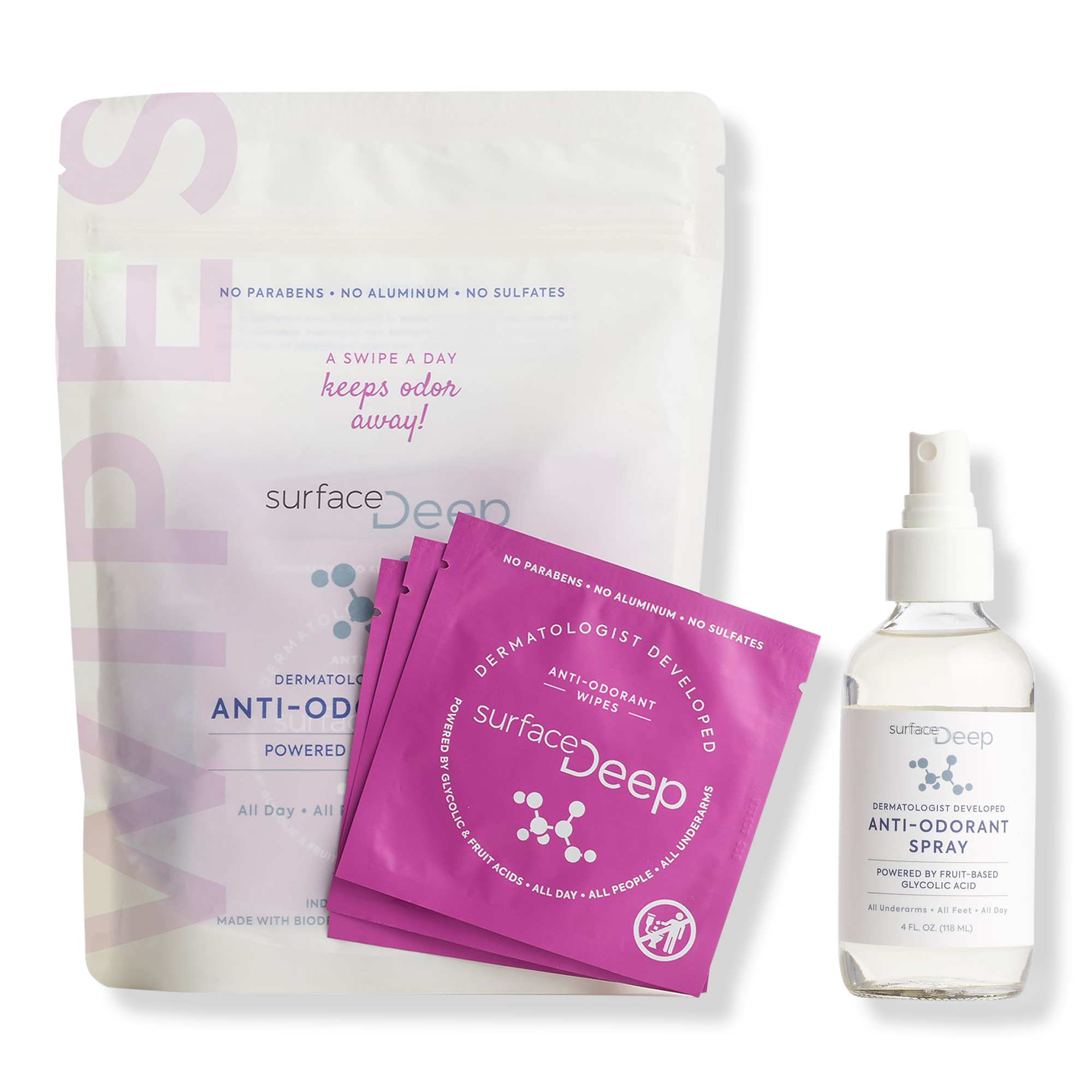 Surface Deep Deodorant Wipes and Spray Kit