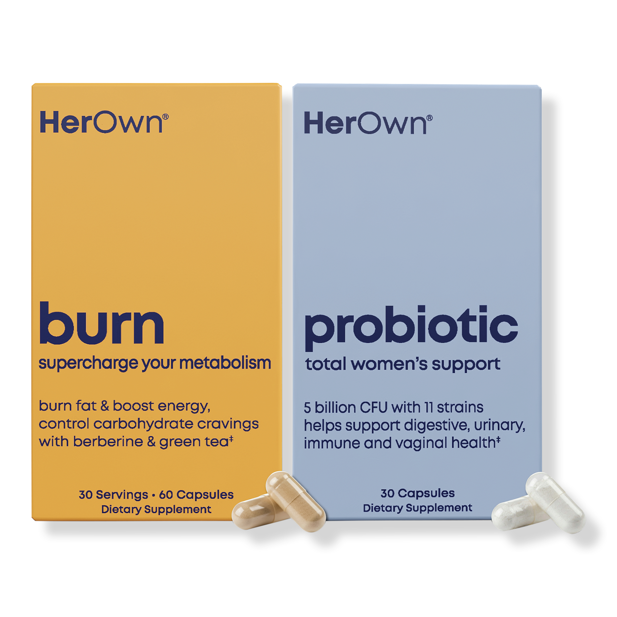 Her Own Burn + Probiotic Capsules: Metabolism & Digestive Support Bundle