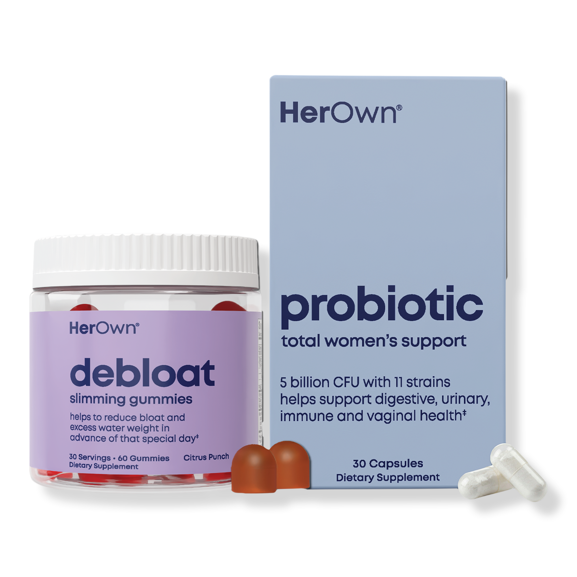 Her Own Debloat Gummies + Probiotics Capsules: Digestive & Bloat Support Bundle