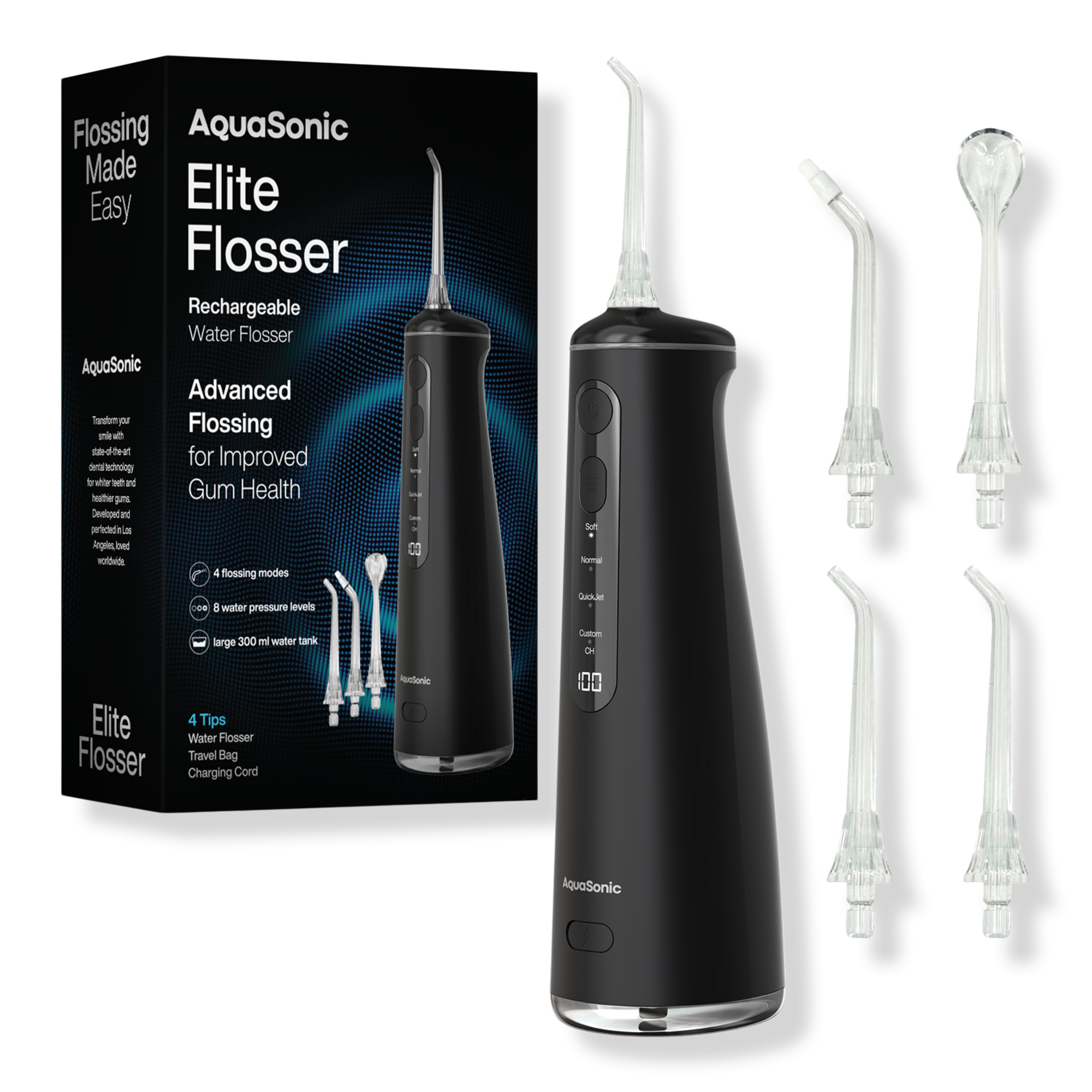 AquaSonic Elite Rechargeable Water Flosser Set