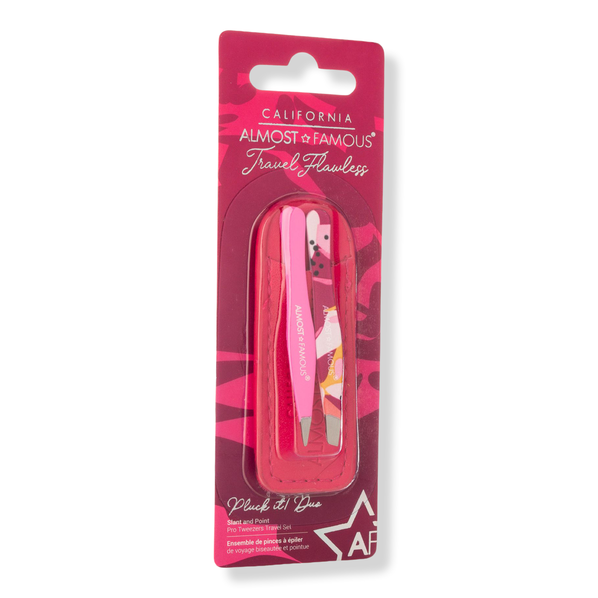 Almost Famous Precision Tweezer Duo with Genuine Leather Travel Case