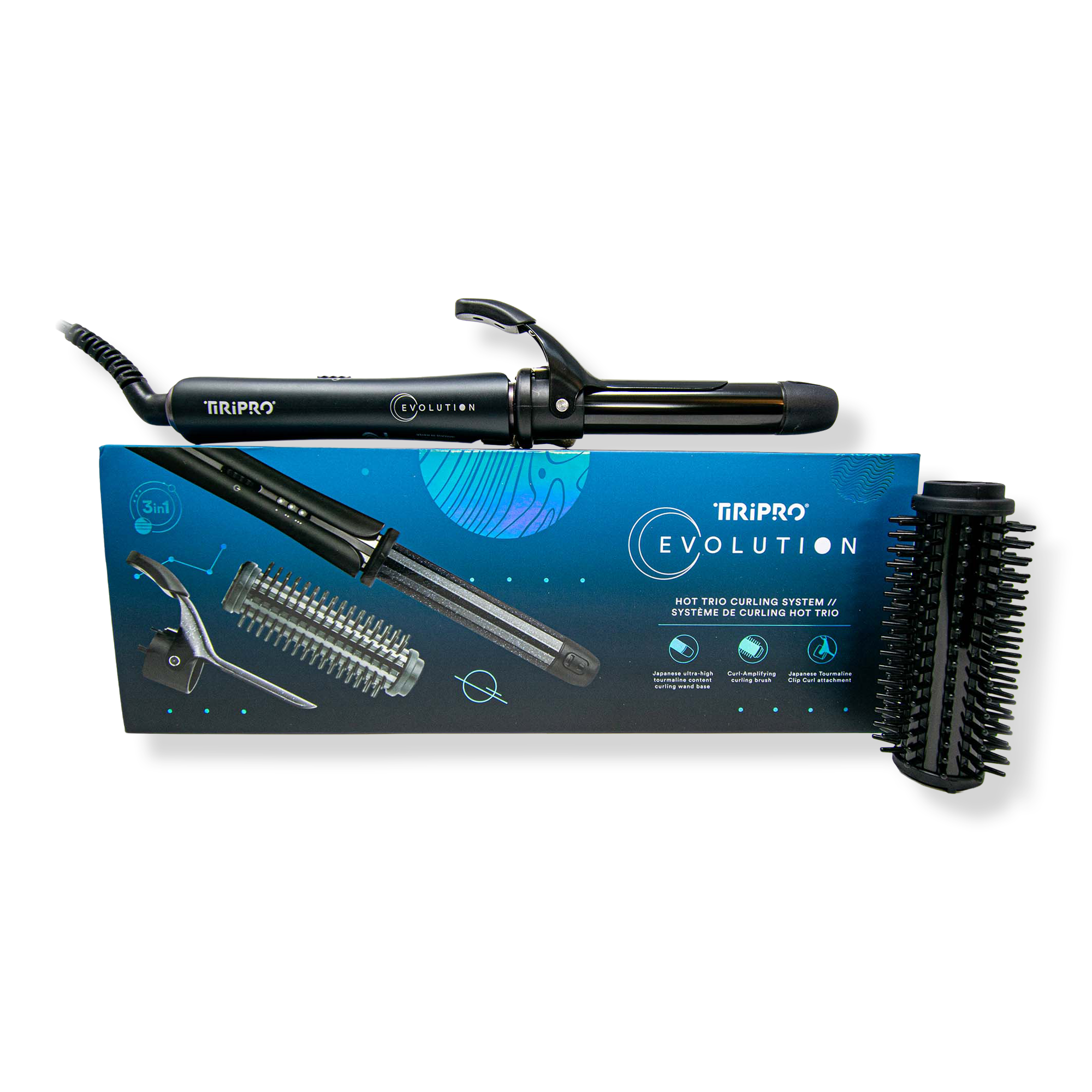 Tiri Pro 3-in-1 Digital Hot Trio Curling System with 3 Attachments