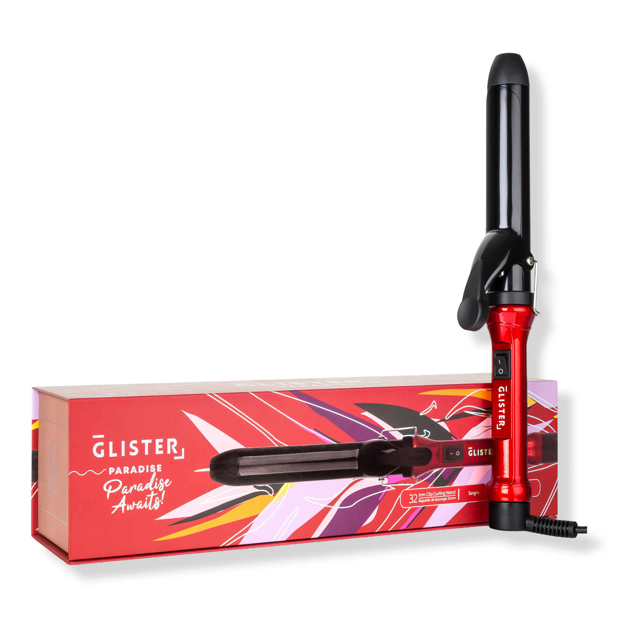 GLISTER Paradise Tourmaline Gem Max Volume Clip Curling Wand