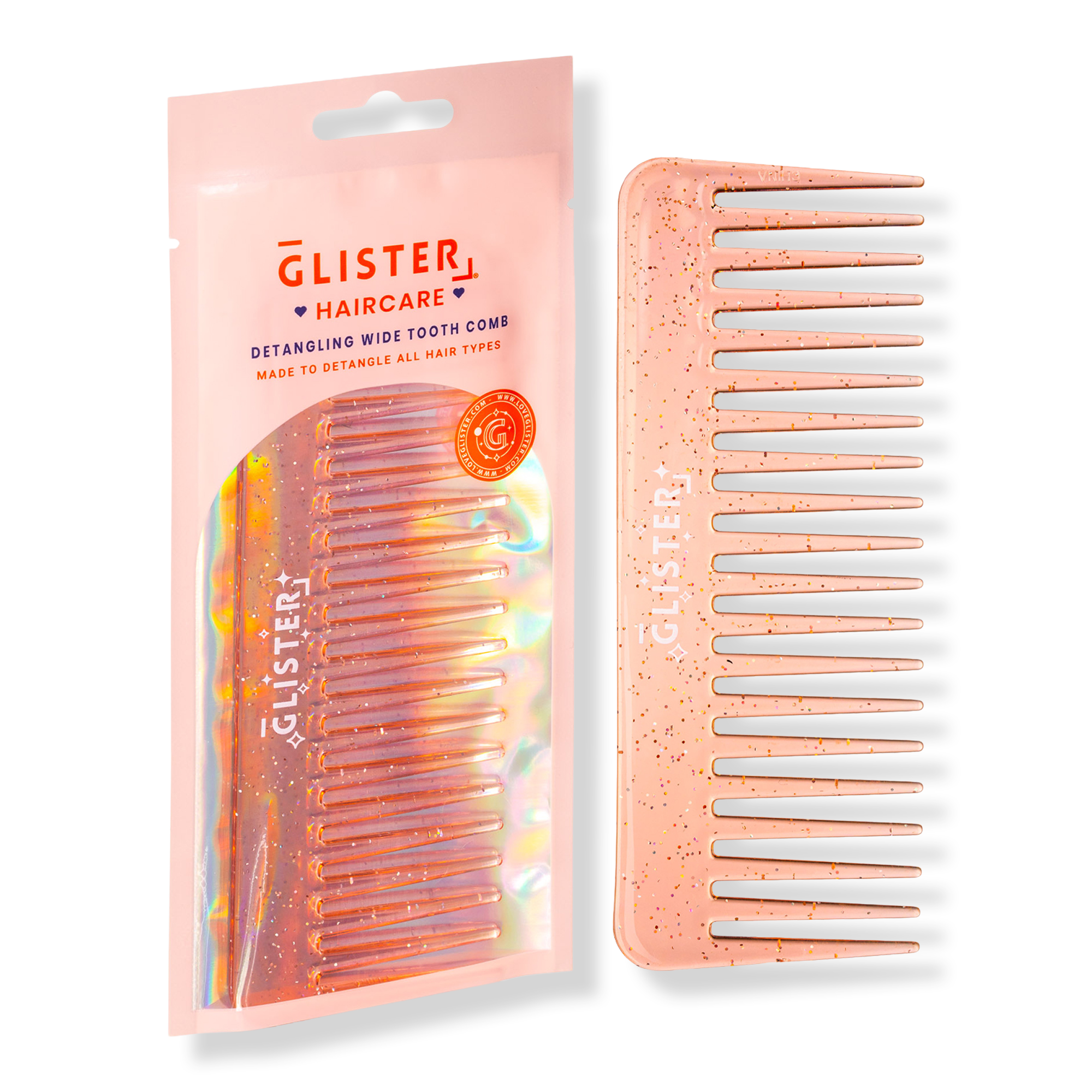 GLISTER "Sparkle" Glitter-Infused Wide Tooth Detangling Comb