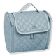 Denim Diamond Quilted Puffer Nylon Toiletry Organizer With Gusset Zip Compartment 