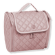 Blush Diamond Quilted Puffer Nylon Toiletry Organizer With Gusset Zip Compartment 