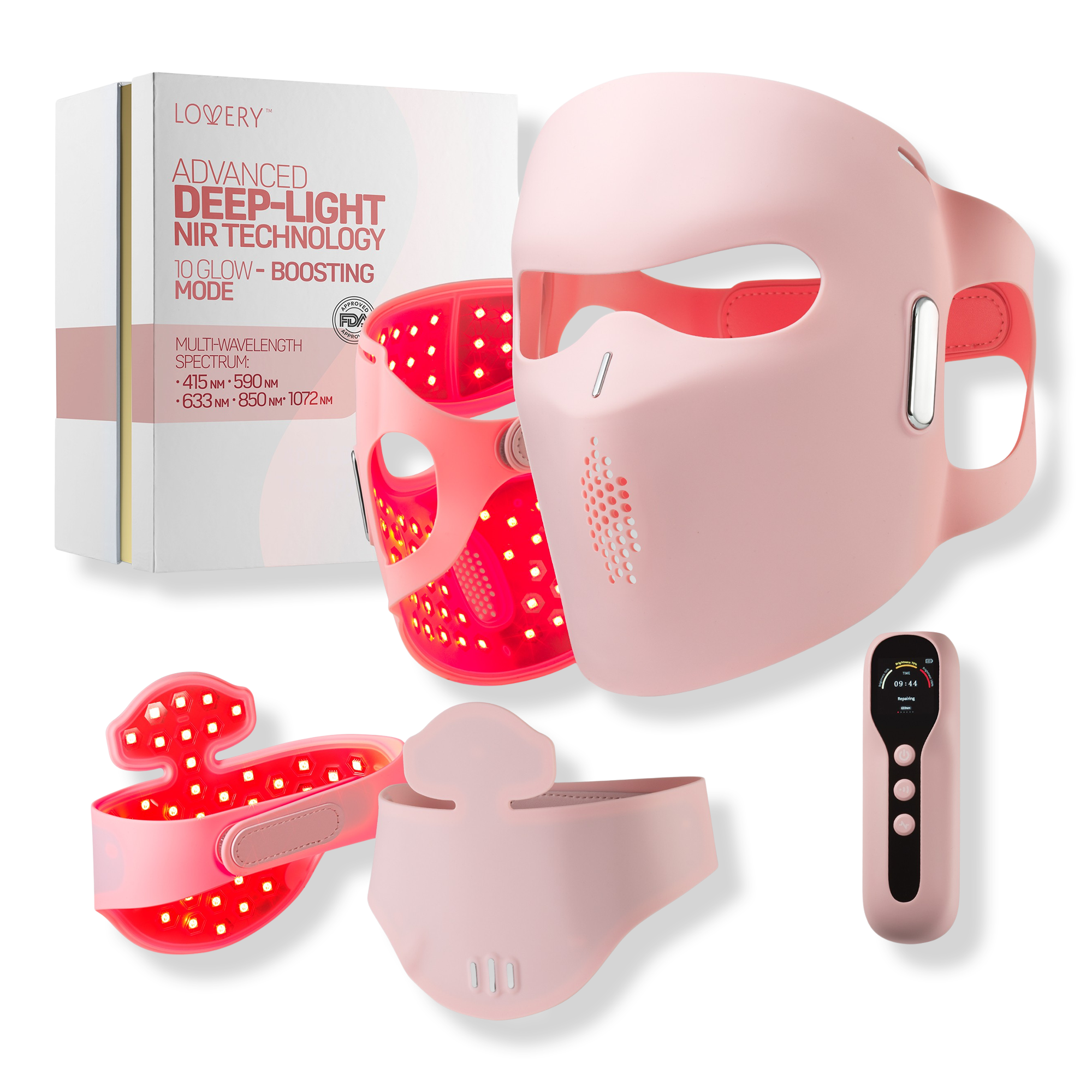 Lovery 4D LED Light Therapy Face & Neck Set with Multiple Wavelengths Medical-Grade Silicone