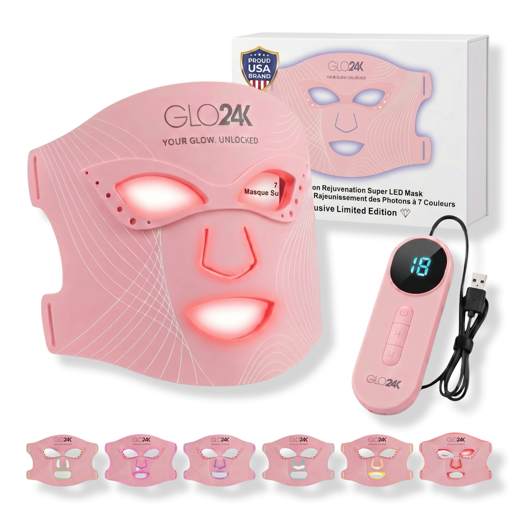 Glo24k 7-Color LED Photon Rejuvenation Super Mask (Limited Edition)