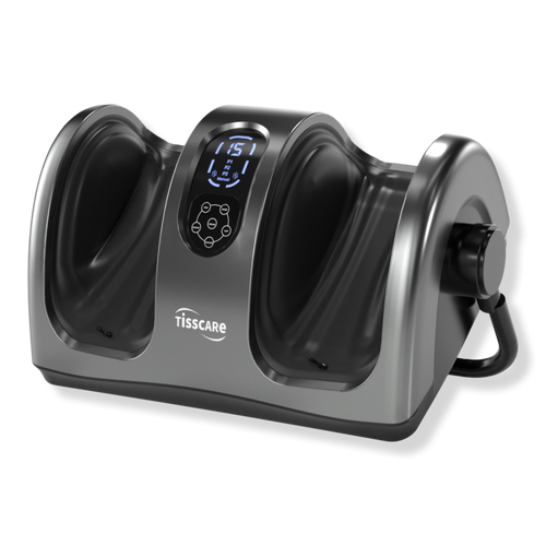 Shiatsu Foot Massager with Heat, Deep Kneading Massage & Adjustable Calf Support - Silver Gray