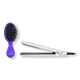 White / Purple To-Go Flat Iron & Mini Chrome Brush Set 