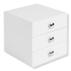 White Stackable 3-Drawer Vanity Makeup Organizer - White 