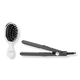 Black / Silver To-Go Flat Iron & Mini Chrome Brush Set 