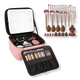 Pink Makeup Case with Brush & Sponge Set 