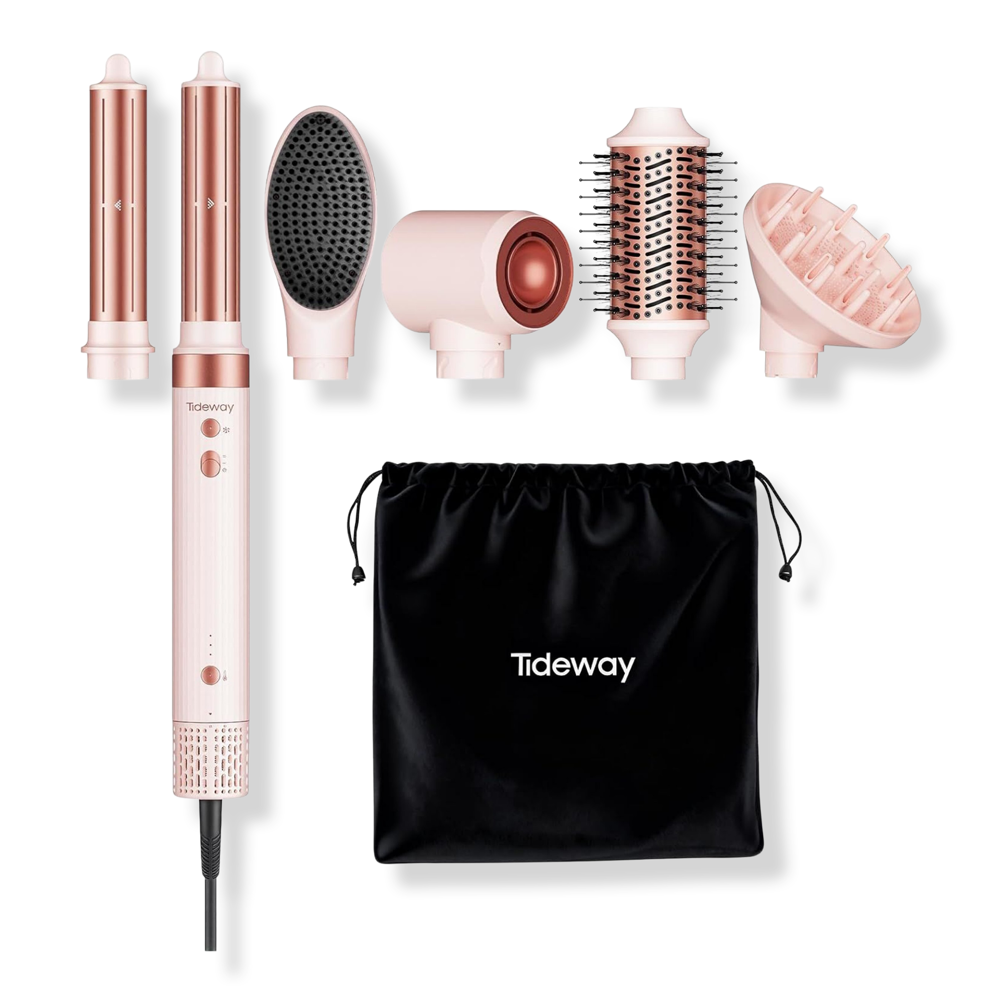 Tideway ProWaver 6-in-1 Ionic Hot Air Styler & Hair Dryer Brush - Pink
