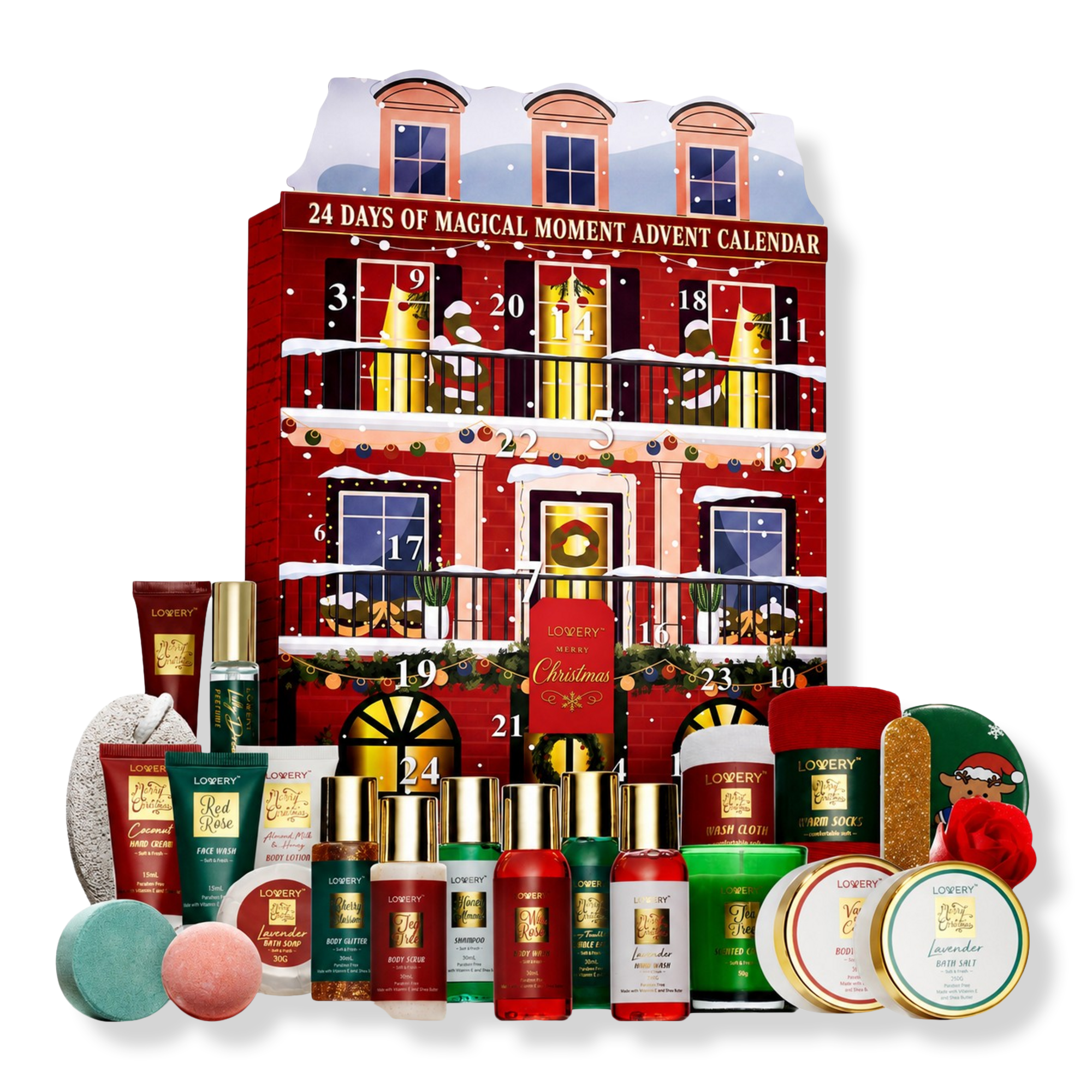 Lovery Christmas Advent Calendar Body Care Countdown Set